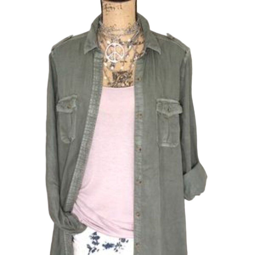 American Eagle Long Button Down Shirt Dress / Duster - Picture 2 of 11